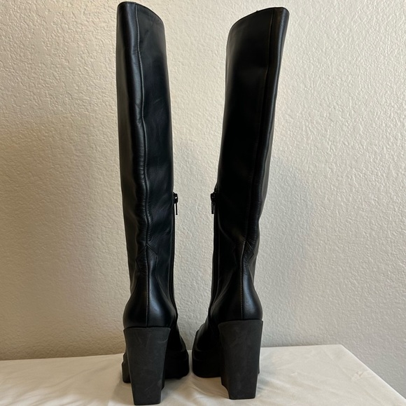 NWT, Gia Borghini Made in Italy Knee-High Leather Black Platform Boots, 36 EU - Picture 6 of 14